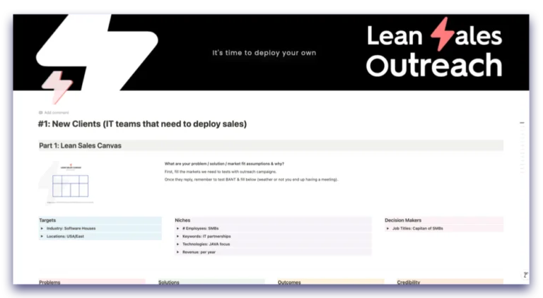 Método 8 Lean Sales Outreach Sales Frameworks example 3